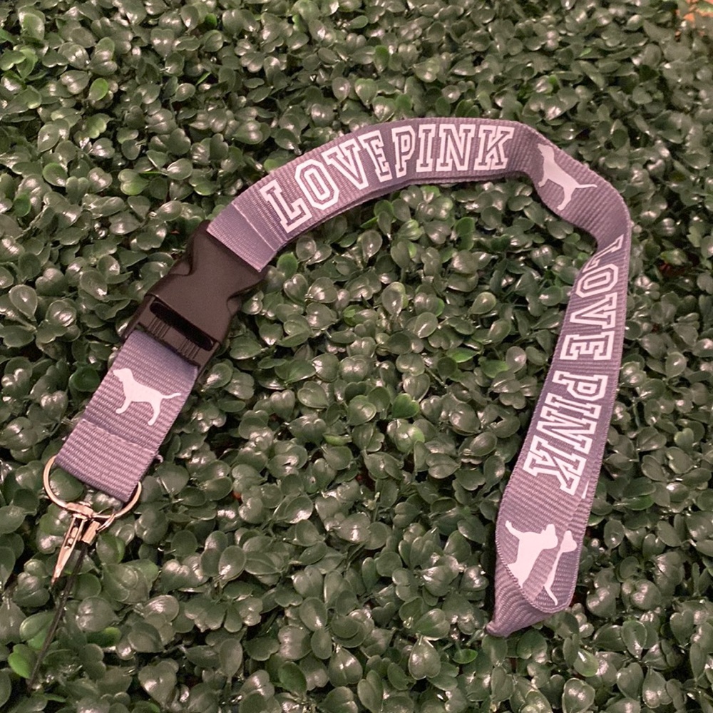 Love Pink Detachable Lanyard Gray & White